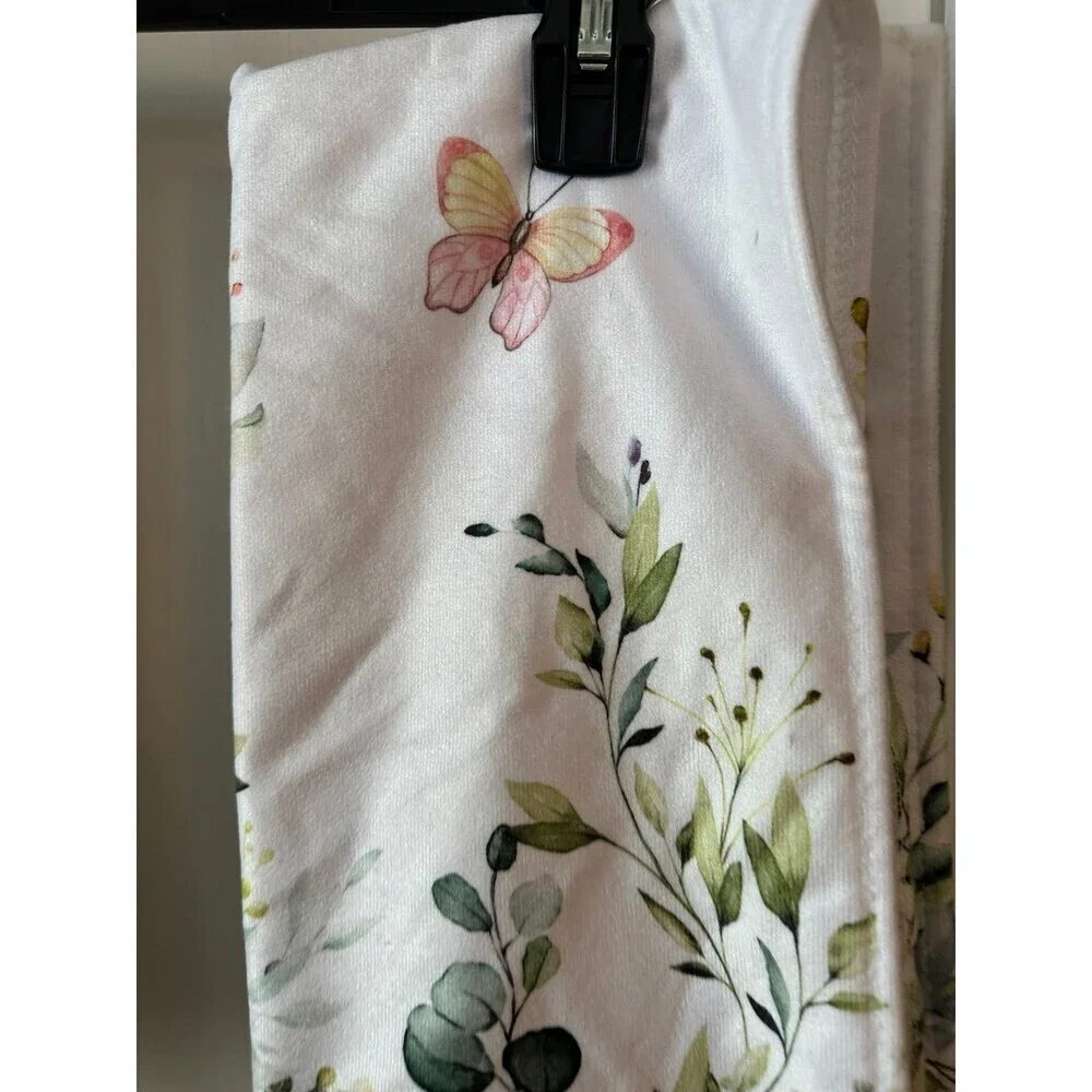 Butterfly white floral kitchen towels